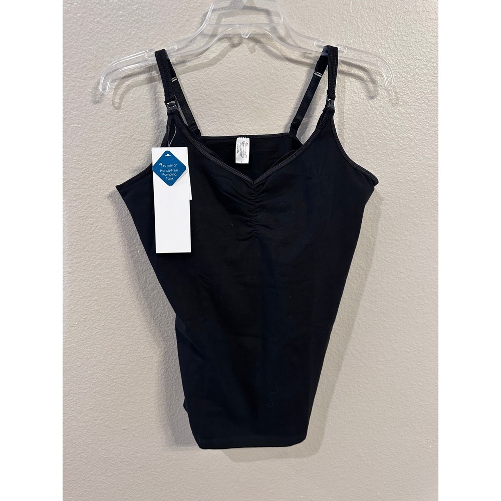Rumina Hands-Free Pumping Tank Top Nursing Bra Black Comfortable Size L